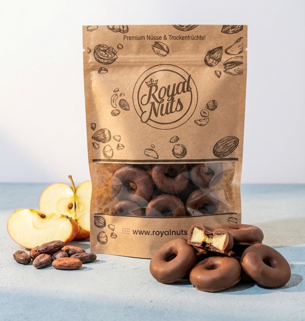 Apfelringe mit Vollmilchschokolade