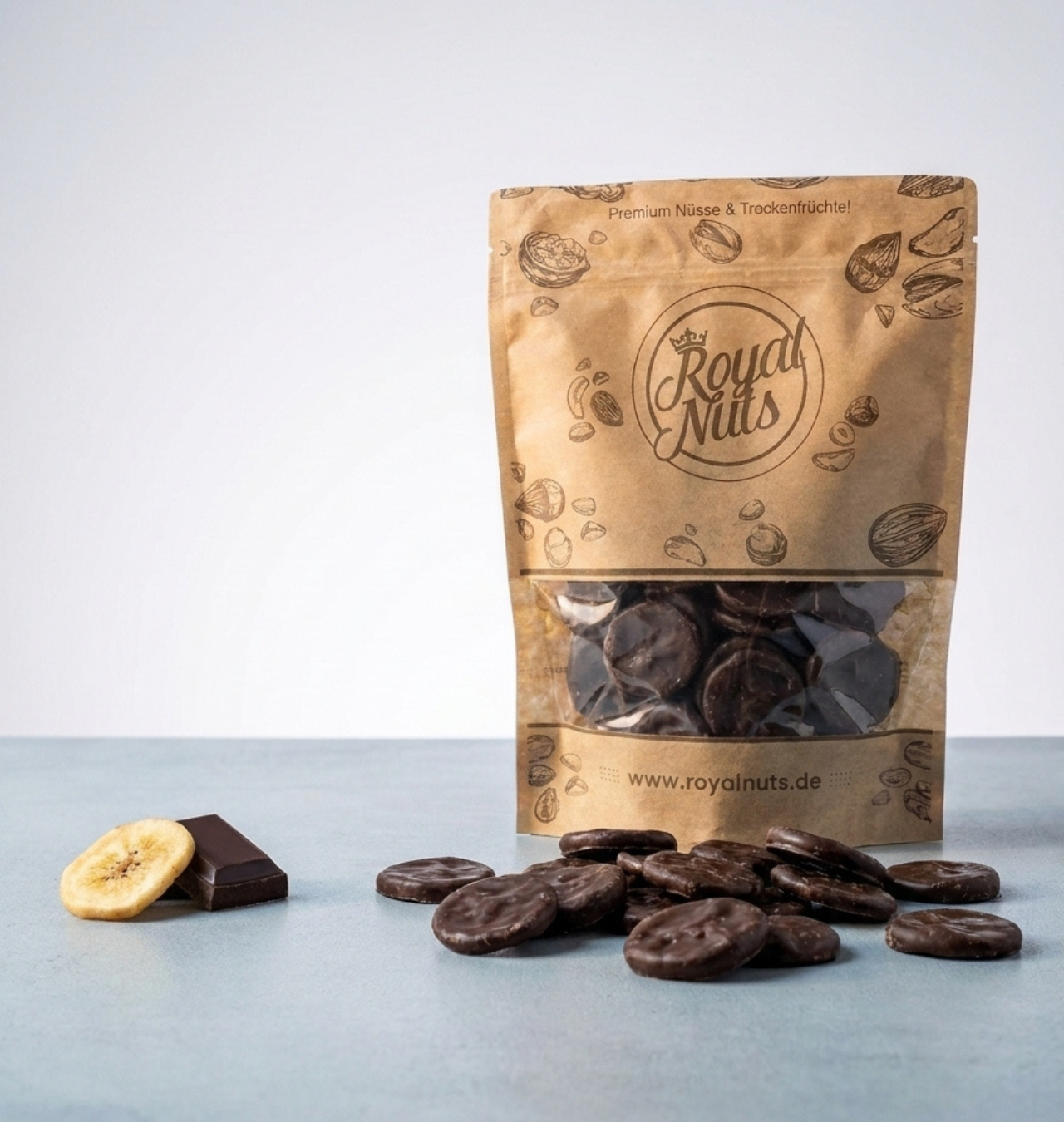 Bananenchips mit Zartbitterschokolade