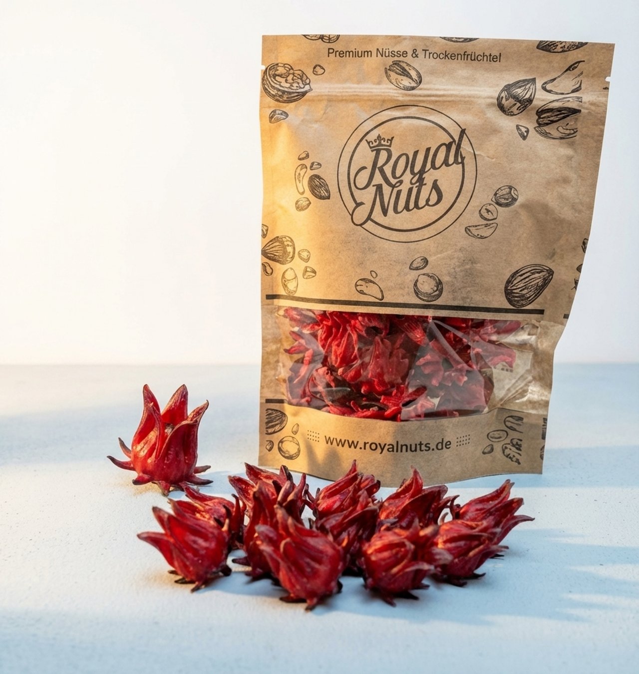 Getrocknete Hibiskusblüten, kandiert