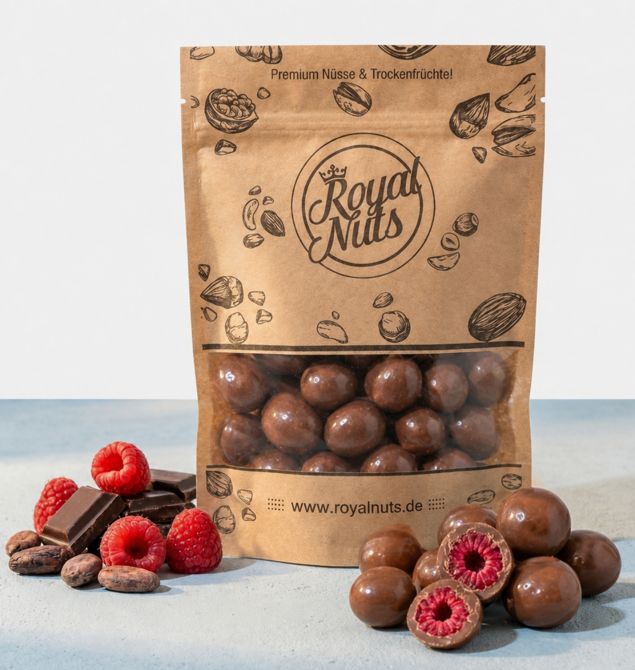 Schokolierte Himbeeren mit Vollmilch Schokolade