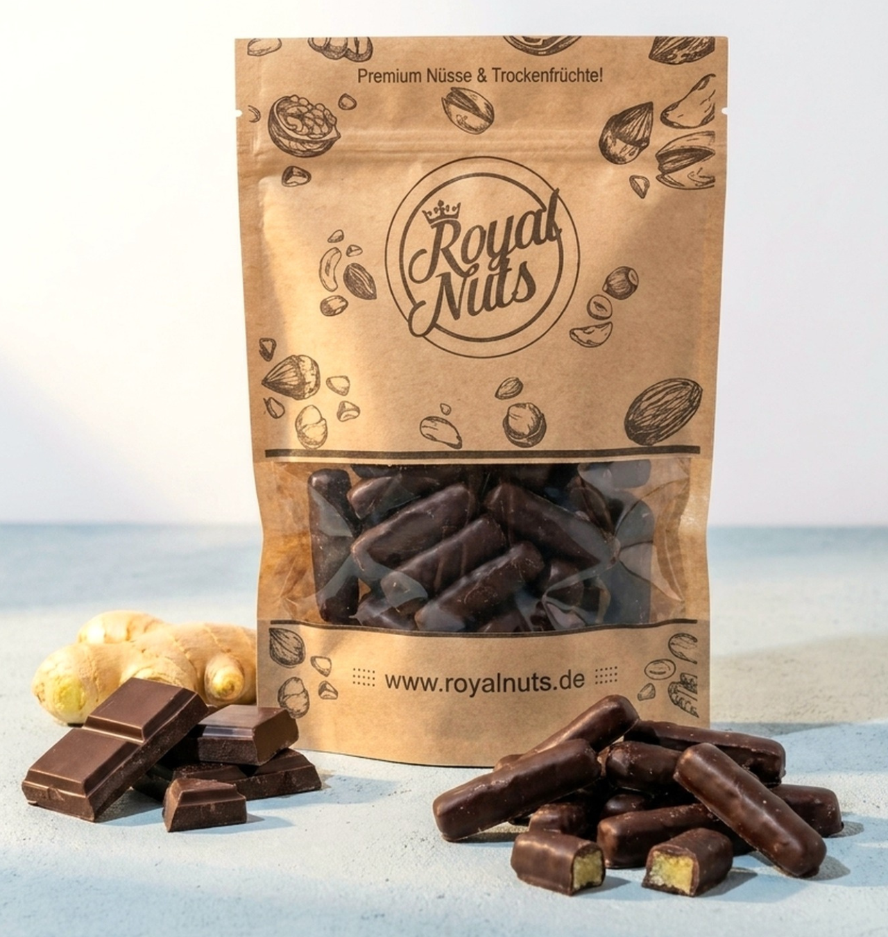 Ingwerstäbchen mit Zartbitterschokolade